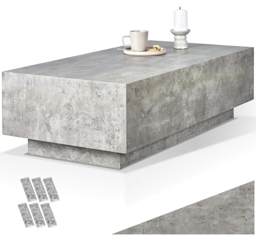 tectake® Couch Tisch, Room Decor in Beton Optik, Tisch Wohnzimmer, moderner Couchtisch, Beistelltisch, Wohnzimmertisch, Sofatisch, Coffee Table, Side Table Schlafzimmer - Beton Optik, 120 x 60 x 35 cm