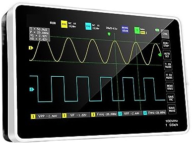 EDEDE Oscilloscope 1013D Digital Tablet Oscilloscope Dual Channel 100M Bandwidth 1GS Sampling Rate Mini Tablet Digital Oscilloscope(P4100 Probe)