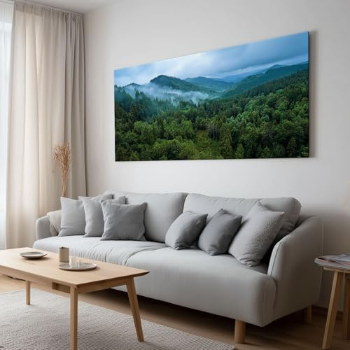 Leinwand Bilder Wandbilder Wohnzimmer, Badezimmer Bilder 160x80 cm Natürlich Gebirge Wald Landschaft Vlies Leinwand Gemälde Wandgemälde Zimmer Deko auf Wand Dekoration Geschenk Wall Art