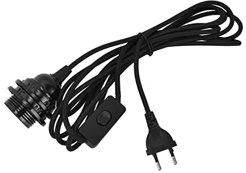 FTVOGUE Support de Lampe E27, Douille de Suspension en ABS Ignifuge avec Interrupteur, Cordon tressé pour Ampoule E26 E27, Chambre à Coucher, Salon, Bureau, Hôtel