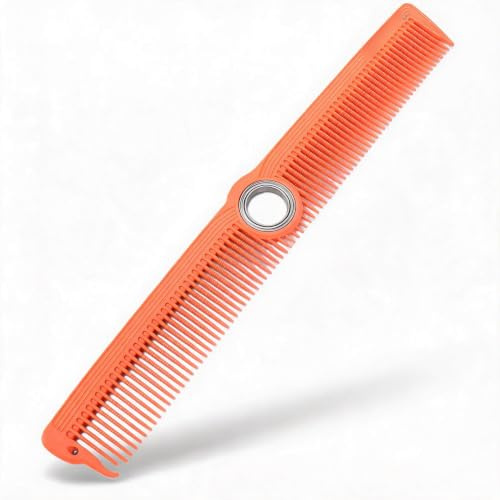 Dpofirs Pettine Barbiere Girevole, Pettine per Taglio Capelli Rotante Professionale con Design con Cuscinetti a Sfera per Tutti i di Capelli Uomini Donne, 8,66 Pollici (ORANGE)
