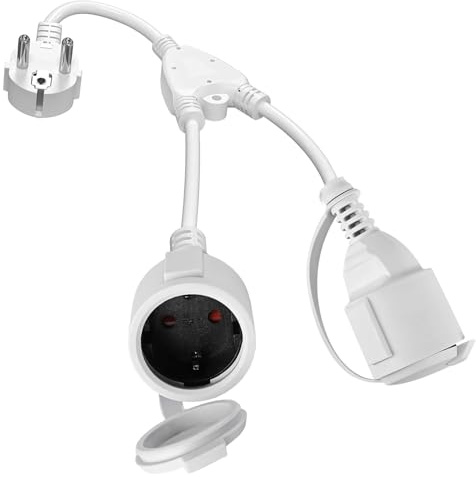 Doppelstecker für Steckdose, 2 Stück Steckdosen, Mehrfachstecker für Küche, Büro, Außenbereich, 16A/250V (Weiß)
