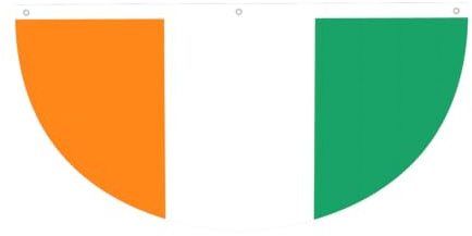 Drapeau de la Côte d'Ivoire Demi Cercle à Suspendre Extérieur | 1 bannière imperméable et durable à 3 œillets pour porche, clôture et balcon. Événements patriotiques de la fête nationale