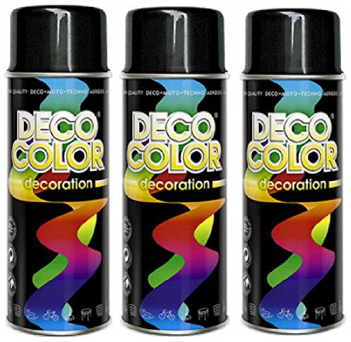 Fahrzeugteile Hoffmann 3 Stück DC Lackspray glänzend in 400ml nach RAL in der Sprühdose (3 Dosen in schwarz glanz RAL 9005)