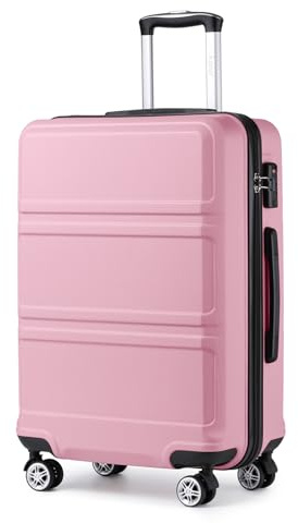 KONO Trolley Koffer Mittelgroß Leicht Hartschalenkoffer Reisekoffer mit 4 Rollen und TSA Schloss, 65x44x25.5cm, 61Liter, Zwillingsrollen Rollkoffer, ABS Hartschale (Pink, L)