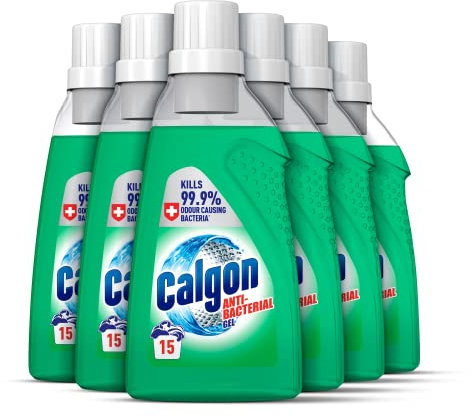 Calgon Antibacterial Washing Machine Cleaner & Water Softener Gel, 750ml, Pack of 6, Kills 99.9 percent of Bacteria in Your Washing Machine, Limescale and Rust Remover, Deep Clean, 90 Washes