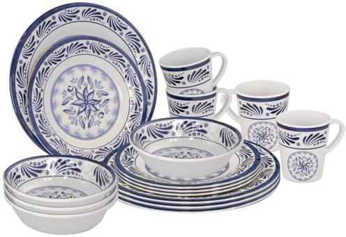 Bo-Camp - Vaisselle - 100% mélamine - 16 pièces - Old Dutch - Bleu