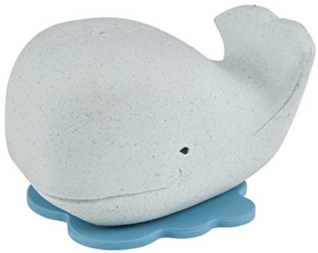 HEVEA Drücken und Spritzen Wal Badewannenspielzeug - 100% Naturkautschuk Baby Badespielzeug - Perfekt für Spielen, Pool und Baden (Blizzard Blau)