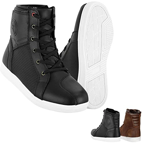 VASTER Botas de motocicleta para motociclista, zapatos de cuero CE Armadura, botas de motocicleta para hombres, zapatos impermeables de moda para hombres y niños, Negro 036, 40 EU