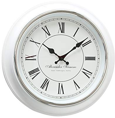 mucHome Vintage Wanduhr weiß Durchmesser 40cm mit römische Ziffern Echtglas-Scheibe Küchenuhr Uhr