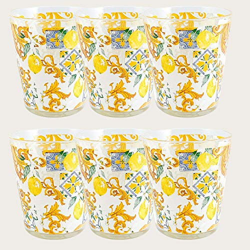 Arca Verres à eau en verre cristal | Lot de 6 verres à eau en verre coloré | Made in Italy | Lavables au lave-vaisselle et résistants aux chocs | 27 cl
