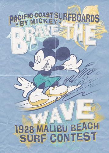 Komar Disney Vlies Fototapete - Mickey Brave the Wave - Größe: 200 x 280 cm (Breite x Höhe) - Kindertapete, Maus, Kinderzimmer, Tapete - IADX4-014