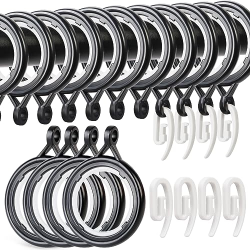 WCIC 32 Stück Gardinenhaken aus Leisen Kunststoff - Vorhangringe 30 mm Innendurchmesser, Geräuscharm für Fenster/Duschvorhang/Bett, Glatte Gleitclips ohne Klicken (Geräuschreduziert & Rostfrei)