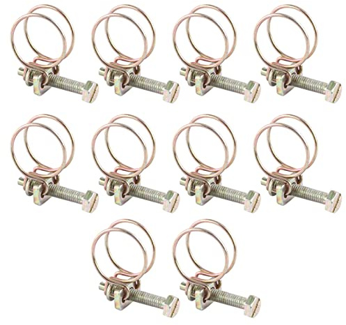 10pcs Hose Clamp Adjustable Double Wire Round Wire Pipe Clips Water Hose Barb Clamp Pipe Clip Tube Hoop Plumbing Fastener Iron Material(16mm (13-16))