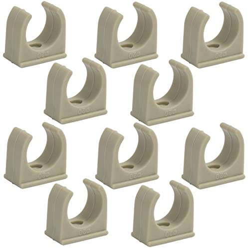 AERZETIX - Juego de 10 Abrazaderas/Clips de Fijación Simple Ø20mm - PPR/Polipropileno - Soporte de Pared/Suelo para Tubo Agua - Fontanería Calefacción Sanitaria Alimentación Montaje
