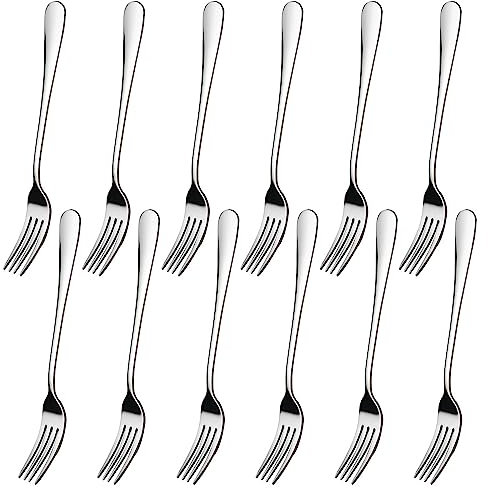 Forchette Acciaio Inox, Forchette da Dolce, 12 Pezzi Set Forchette, 18 cm Forchette Acciaio Inox Appuntite, Riutilizzabile Set Forchette Adatto per Ristorante Cucina Festa Hotel Campeggio Picnic