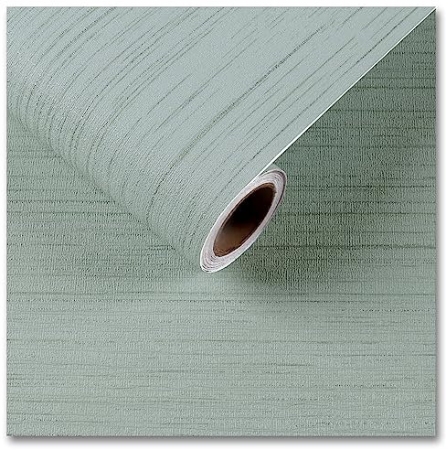 CRE8TIVE Carta da Parati Effetto Lino Verde Menta Adesiva per Mobili 30cm x 200cm Autoadesiva per Armadio Soggiorno Bagno Impermeabile Camera da Letto Vintage