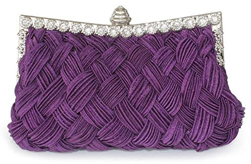 Abendtasche Damen Clutch Vielseitige Frauen Weben Dinner Bag Handheld Diamant Bankett Tasche Hochzeit Brauttasche Brautjungfer Tasche Lila