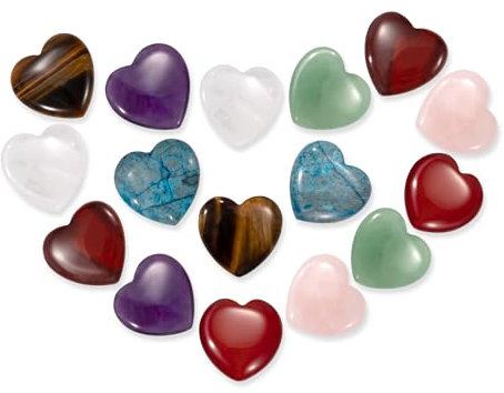 Herz Heilung Kristalle Natürliche Kristalle Steine Herzsteine Edelstein für Meditation Chakra Reiki Energieausgleich 16 Stück