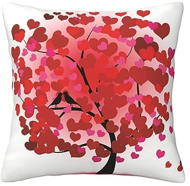 OPSREY Rote Liebe Herz Baum Druck Throw Kissenbezüge Kissenbezug Weich Dekorative Kissenbezüge Für Wohnzimmer Sofa Couch Bett