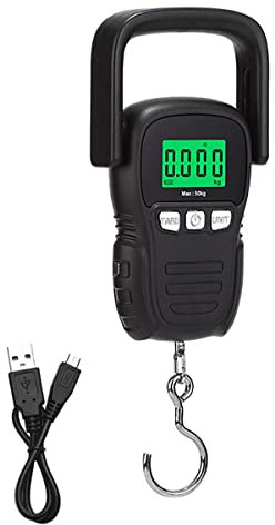 ZzzaNa Balance numérique Portable à Suspendre 110 lb/50 kg Mini Balance de Poche avec Ruban à mesurer écran LCD Balance électronique USB for Bagages, légumes et Fruits Balances
