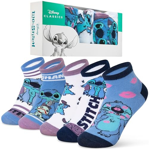 Disney Chaussettes Basse Femme EU 35-41, Lot de 5 Paires, Douce et Extensible Chaussettes Chaudes, Cadeau Femme et Ado