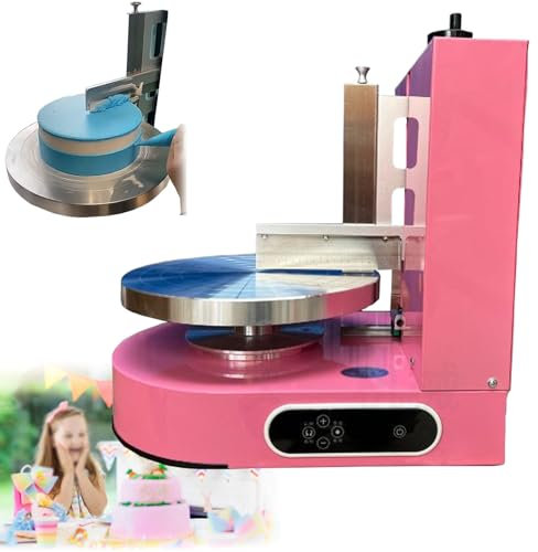 Hydravex Cake Decorating Coating Machine, Automatic Decorating Cake Coating Smoothing Scraping Machine, Adjustable Cake Icing Smoother Tool for 4-12Inch, 35CM Round Adjustable Turntable,Pink