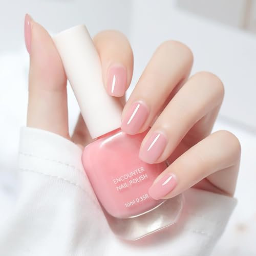 Pink Nail Polish - Light Varnish, Long Lasting & Chip Resistant, Highly Pigmented Baby Pink Gel, Quick Dry for Art Manicure DIY at Home