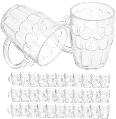 JOINPAYA 50 Stück Mini-Bierkrug aus Kunststoff einweg becher disposable cups Bierkrüge mit Henkel kleine Schnapsbecher aus Plastik Puppenhaus Hochzeitsdekorationen Getränke Wiederverwendbar