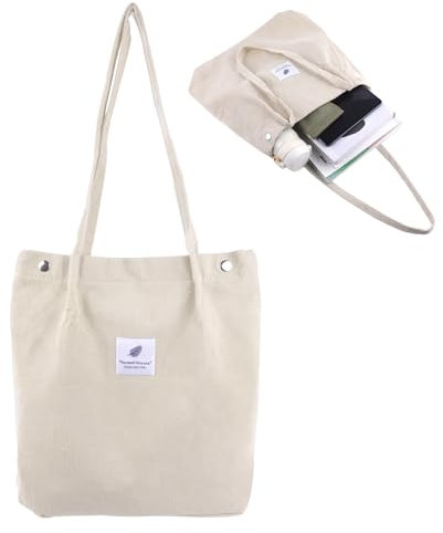 Cord Shopper Tasche Damen,35 * 39 * 12cm（H*L*W）Tote Bag Damen,Mode Beuteltasche Damen,Groß Cord Umhängetasche,Schultertasche für Alltag,Büro,Schulausflug und Einkauf