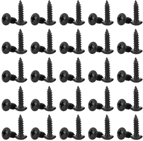 100 Pcs M4 x 20mm Black Round Head Wood Screws Self Tapping Screws Sheet Metal Screws Self Drilling Wood Screws Metal Self Tapper Screws