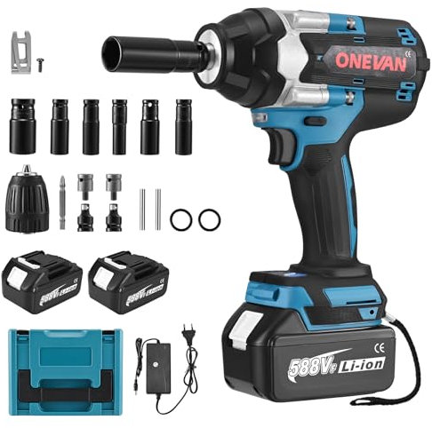 Tanniws Avvitatore a impulsi 1000N Avvitatore impulsi 4 velocità regolabili Avvitatore a batteria 2 x 4000 mAh LED integrata Avvitatore ad impulsi Motore brushless Avvitatore impulsi