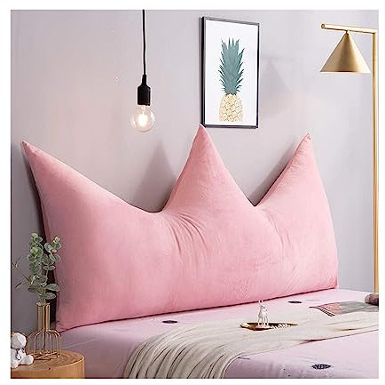 Mswborml Samt Große Kissen Als Rückenlehne Sofa, Krone Lesekissen für Bett und Sofa Ergonomisch Kinder, Lesen Kissen Bett Rückenlehne Rückenkissen Ohne Kopfteil Rückenstützkissen,C,90x50cm/35x19in