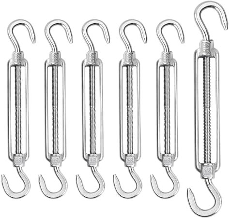 Forhandy 6 Stück Spannschloss, M4 Seilspanner Edelstahl 304 Spannschlösser, Verstellbare Drahtspanner Haken/Haken Heavy Duty Spannhaken