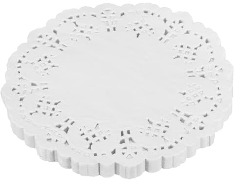 QUARKZMAN 100Pcs Weiße Spitzendeckchen Aus Papier 4,5 Zoll Runde Papierdeckchen Tischset Für Hochzeit Geburtstag Dekoration