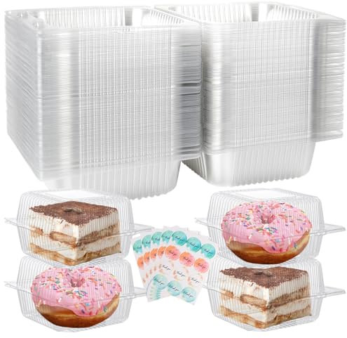 ASelected 50 Pcs Cake Slice Boxes,5.3 Inch Clear And Individual Cake Boxe With Sealing Stickers&Lids,Slice Container For Cake,Muffin,Cheese,Dessert,Sandwich, Hamburger Salad At Home Baking,Party,Shop