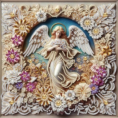 Starnearby DIY Diamond Painting Engel Mädchen Diamant Painting Bilder Erwachsene Speziell Geformter Diamond Painting Set für Anfänger Zuhause Deko Wanddekoration 30x30cm (F)