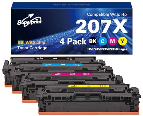 Superprint Tonerkartusche Mit-chip Kompatibel für Hp 207X Toner, 4er-Pack