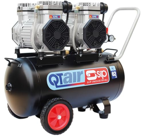 SIP QT Air Compressor Ultra Low Noise Oil-Free Direct Drive, 230V 50L 3hp 2.2kW 116psi 8 Bar 16CFM