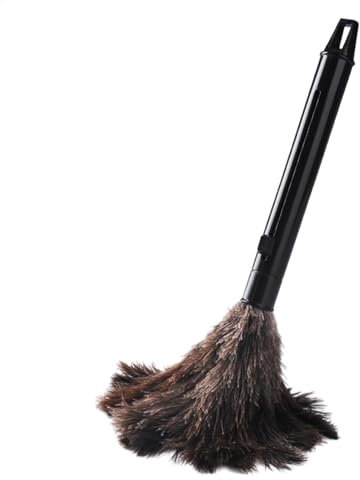 Spolverino con piume di struzzo – Morbido piumino, bacchetta leggera per spolverare | Spolverino portatile con piume ecologiche, spazzola per la pulizia delle piume, spazzola retrattile per la casa