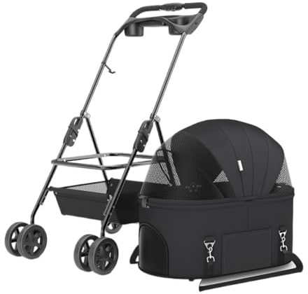 Passeggino per animali domestici, borsa separata universale per animali domestici, passeggino universale pieghevole da viaggio per cani (nero)