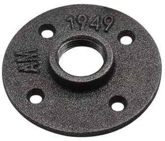 MAYANGYANG Brida De Piso 1 Uds. De Suelo de Hierro maleable Decorativo Negro/Brida de Pared, Accesorios de tubería de Hierro Fundido maleable, Orificio roscado BSP Brida Roscada(DN20)