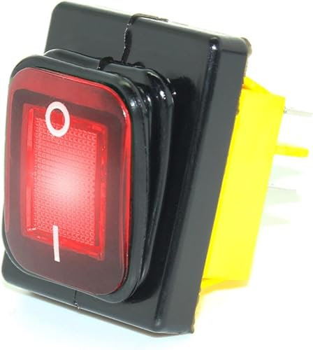 UZAMIRLEX Wipp-Kippschalter, KCD4 T85 220 V 30 A Hochleistungs-Rot-Blau-Grün-IP68-wasserdichter LED-Umschalter 4-poliger Marine-Gefrorener Schalter(Red,220v)