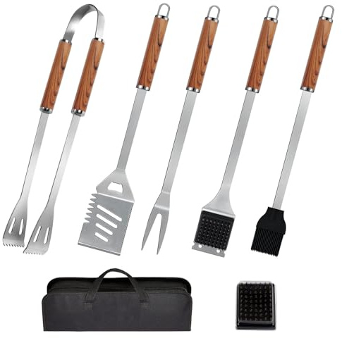7 PCS BBQ Grill Tools Set丨Professional Barbecue Accessories BBQ Kit丨Complete Barbecue Accessories Kit with Portable Bag Premium Complete Outdoor BBQ Utensils Set - Perfect Grill Gifts for Men