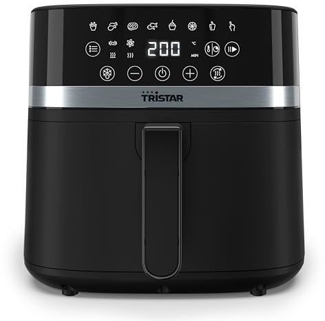 Tristar Friteuse à Air Numérique, Capacité 6L, 8 Programmes, Écran Tactile LED, Préchauffage, Rappel Agitation, Revêtement sans PFAS, Arrêt Auto, Facile à Nettoyer, 1700W, FR-9416