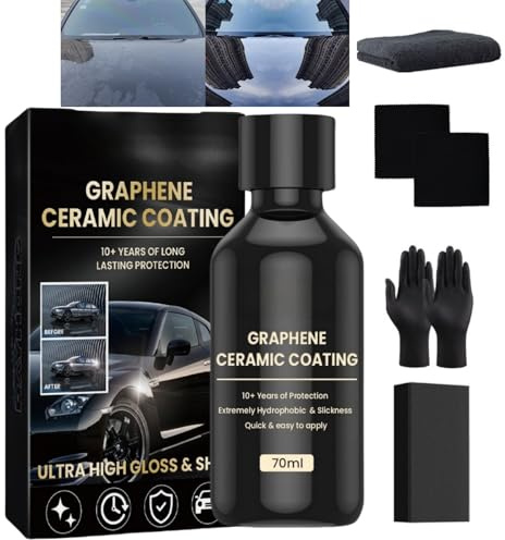 Advanced Graphene Ceramic Coating for Cars,Ceramic Car Auto Detailing Kit, Anti-Scratch Super Hydrophobic Liquid,10+ Years of Long Lasting High Gloss,Easy to Apply after Washing,Ultra High Gloss
