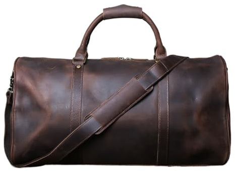 Vintage Leder Cross Style Herren Handgepäck Große Kapazität Einzel-Schulter Reisetasche(Brown)