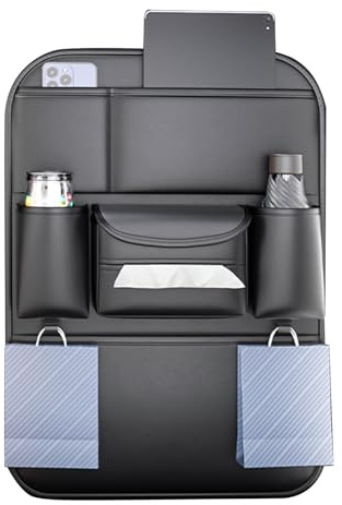 Organizzatore Per I Sedili Posteriori Auto | Borsa Organizzatrice Per Auto Con Tasche Portaoggetti,Rivestimento In Pelle Con Tasche Portaoggetti, Portabicchieri E Antimacchia Per Pedane, Essenziale Pe
