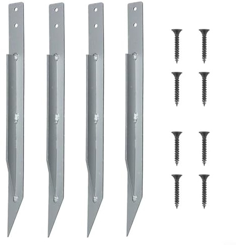 Alanmoship Bodenanker aus Metall, robust, mit Schrauben, für Schaukel, Spieltürme und Gartenstrukturen, wetterfest, silberfarben, 4 Stück