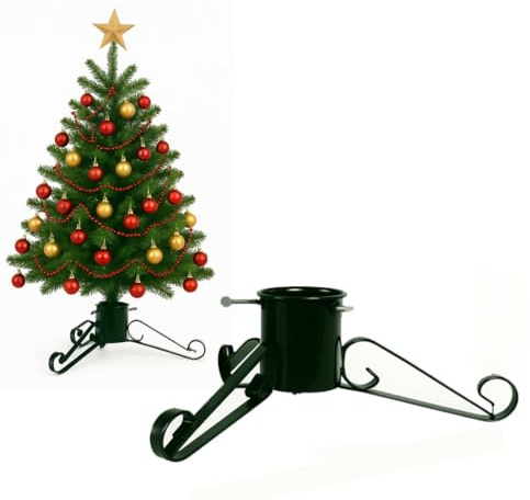 Almineez Heavy-Duty Metal Christmas Tree Stand for Artificial & Real Trees – Fits Up to 6ft, 7.8cm Trunk, with 700ml Water Reservoir & Adjustable Bolts – Stable Indoor/Outdoor Base